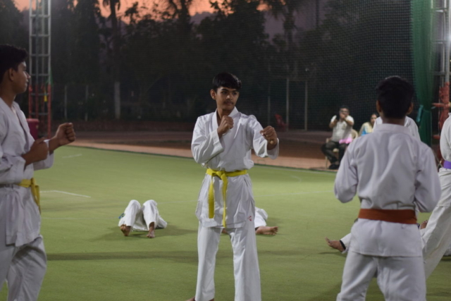 Students having karate battle at Josh 2023 at dg school